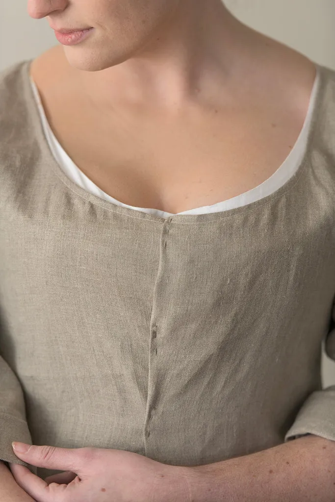 Linen Short Gown | Natural Tan - Image 4