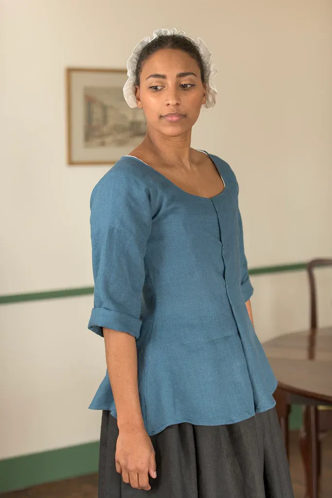 Linen Short Gown | Blue - Image 4
