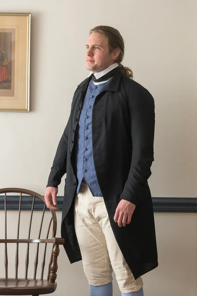 1770's Linen Frock Coat - Falling Collar | Black - Image 5